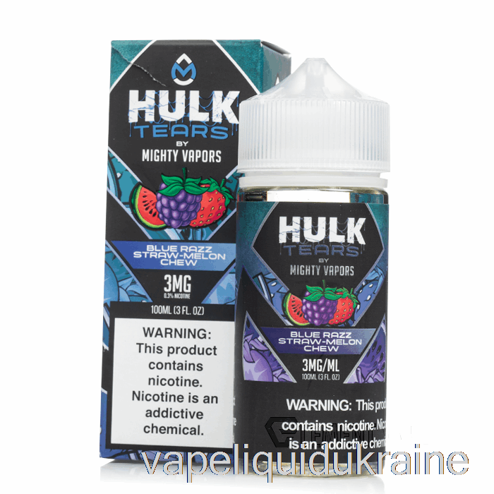 Vape Liquid Ukraine Blue Razz Straw Melon Chew - Hulk Tears - 100mL 3mg